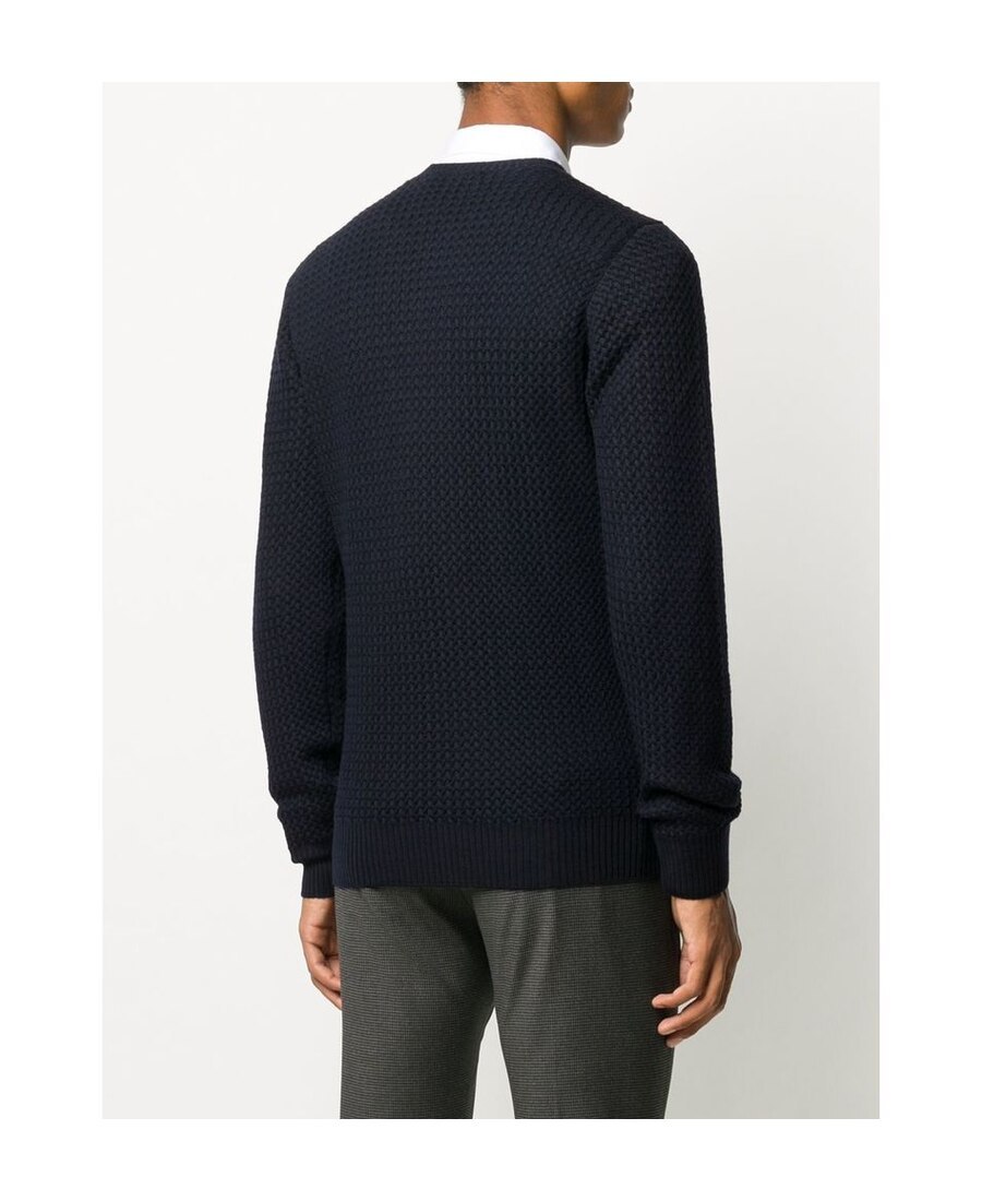 La Fileria For D'aniello Waffle-knit Crew-neck Jumper In Black