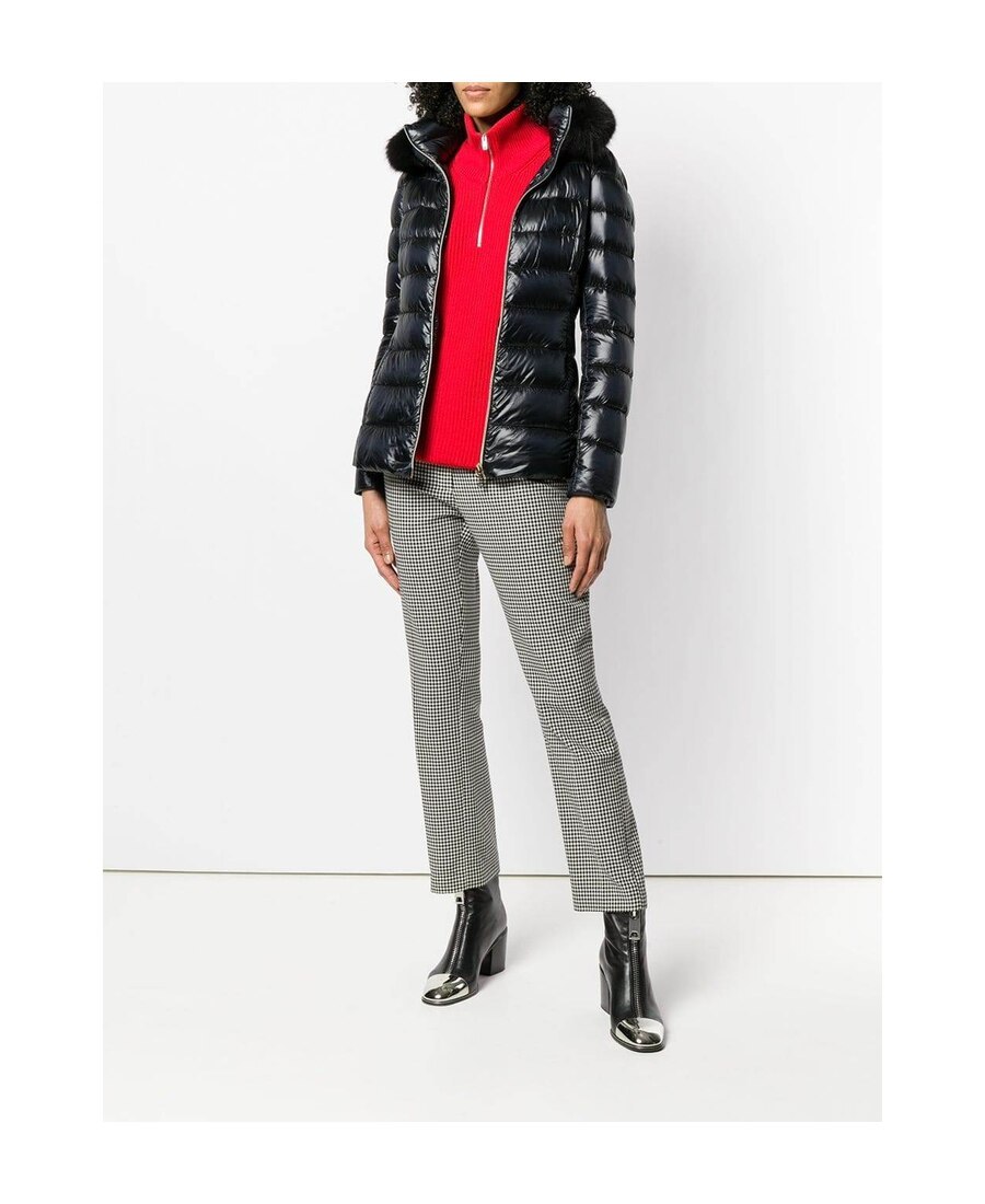 Herno Claudia Faux Fur Collar Down Coat In Black
