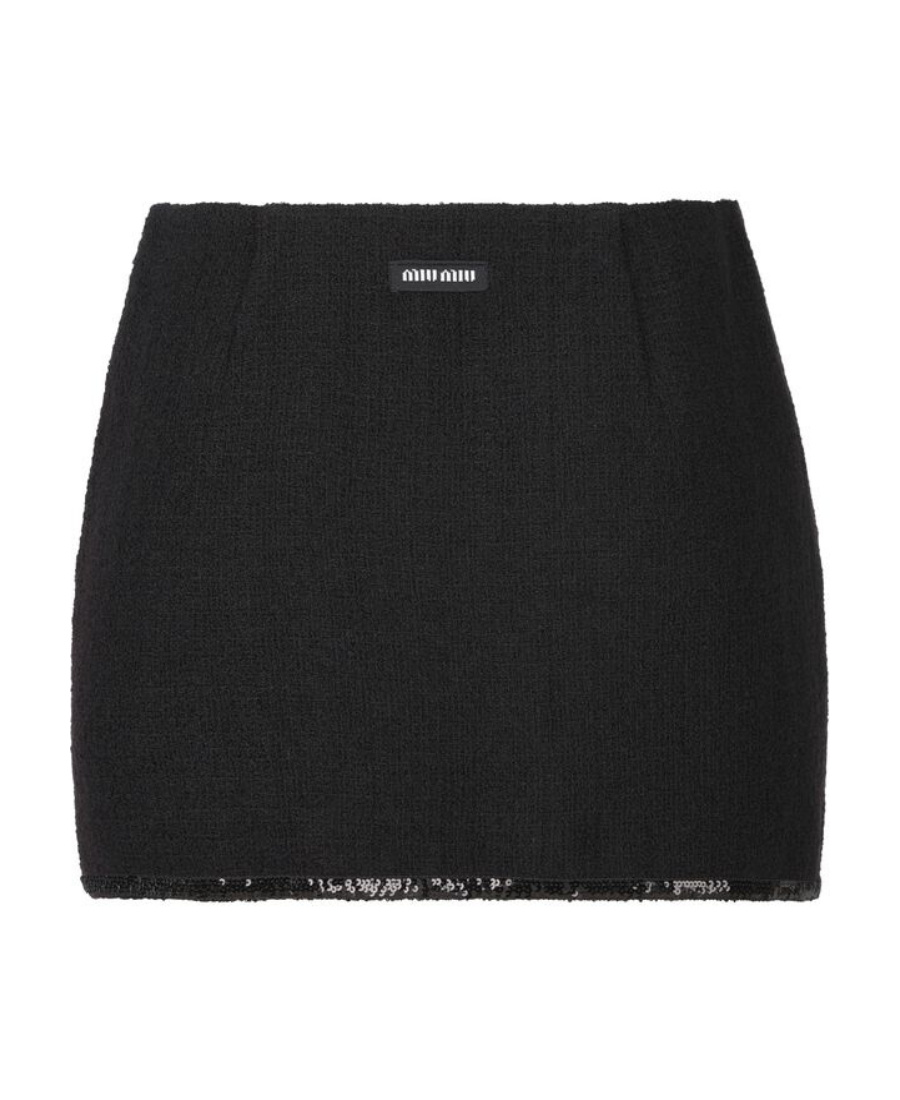 Miu Miu Skirt With Front Pockets And Textured Fabric In Black