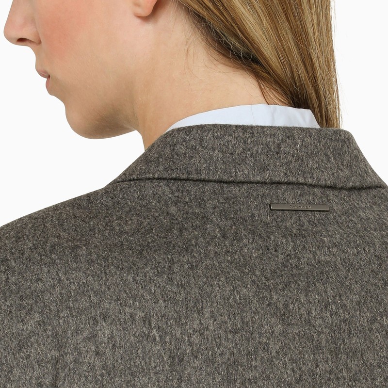 Calvin Klein Grey Wool Tailored Jacket In Brown