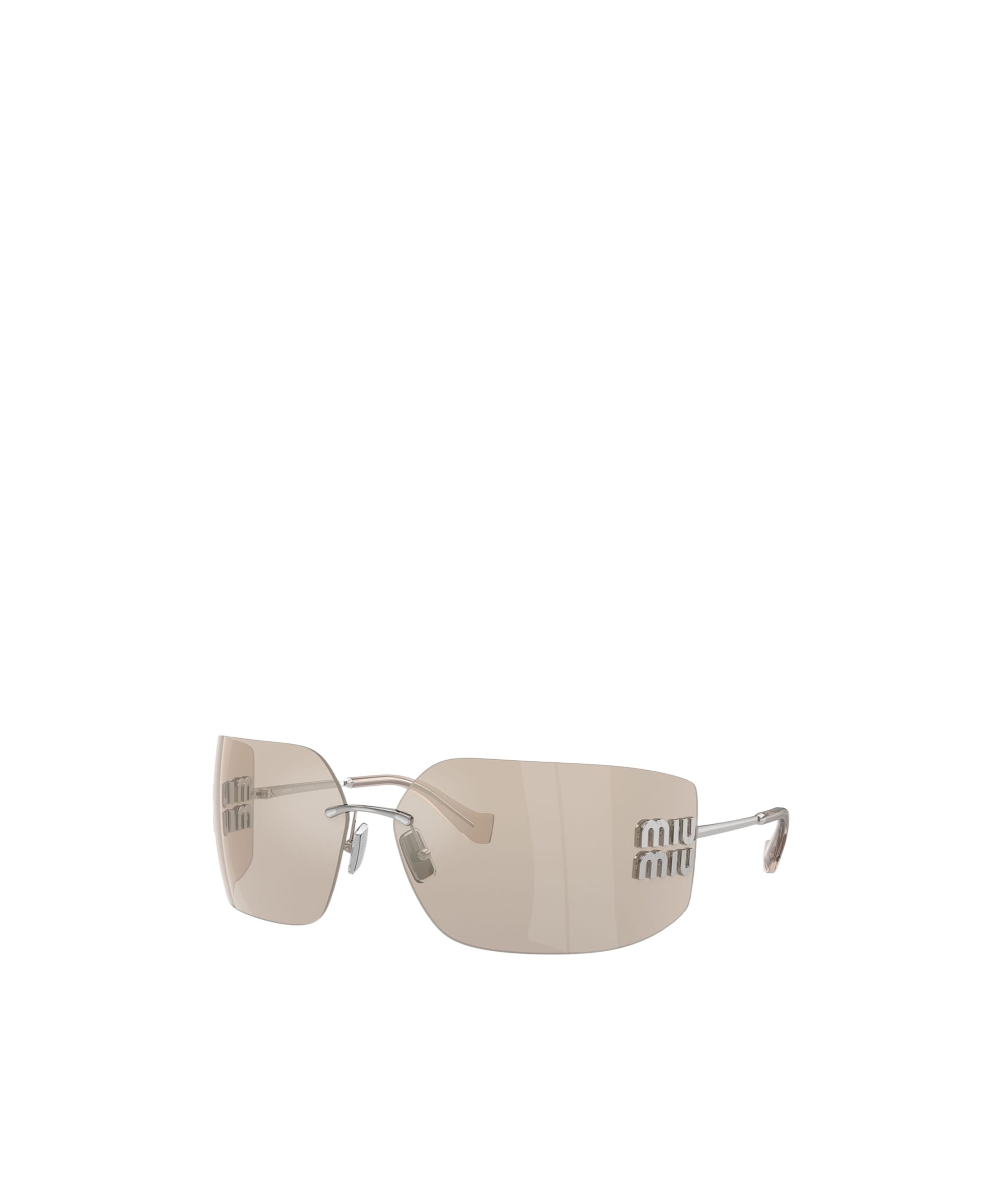 Miu Miu Metal Rimless Wrap Sunglasses In Silver