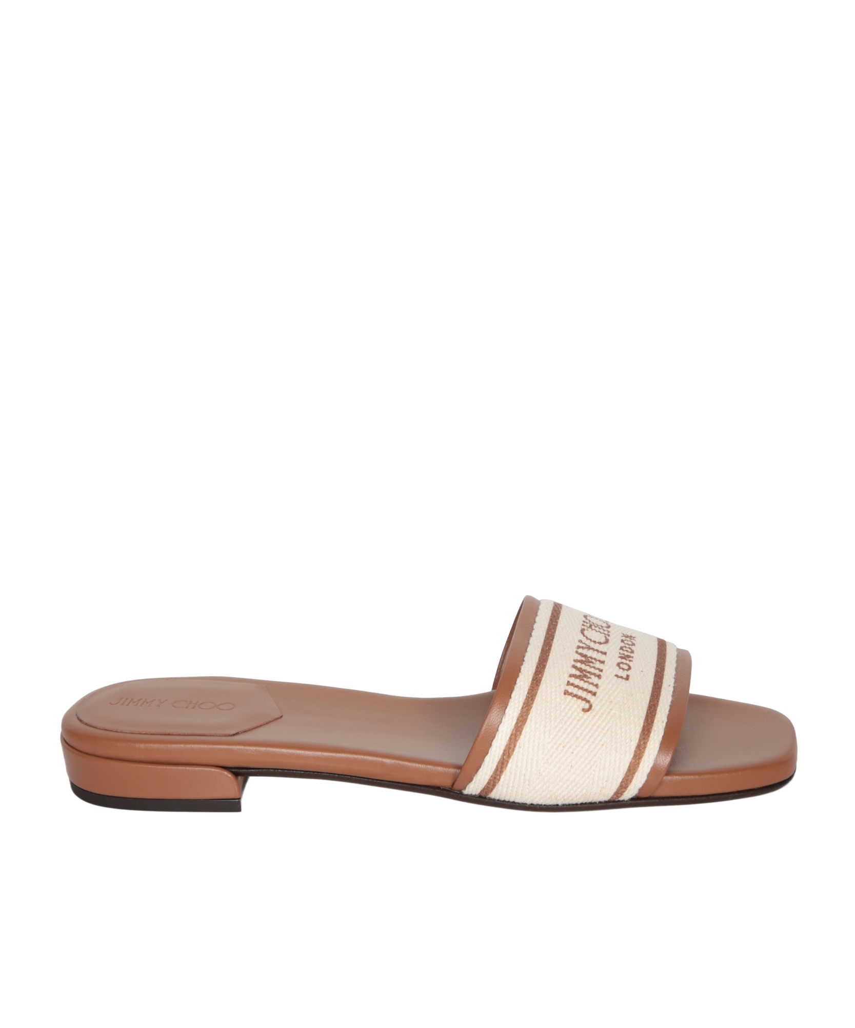 Jimmy Choo Joa Leather Flat Sandals With Round Toe In Animal Print