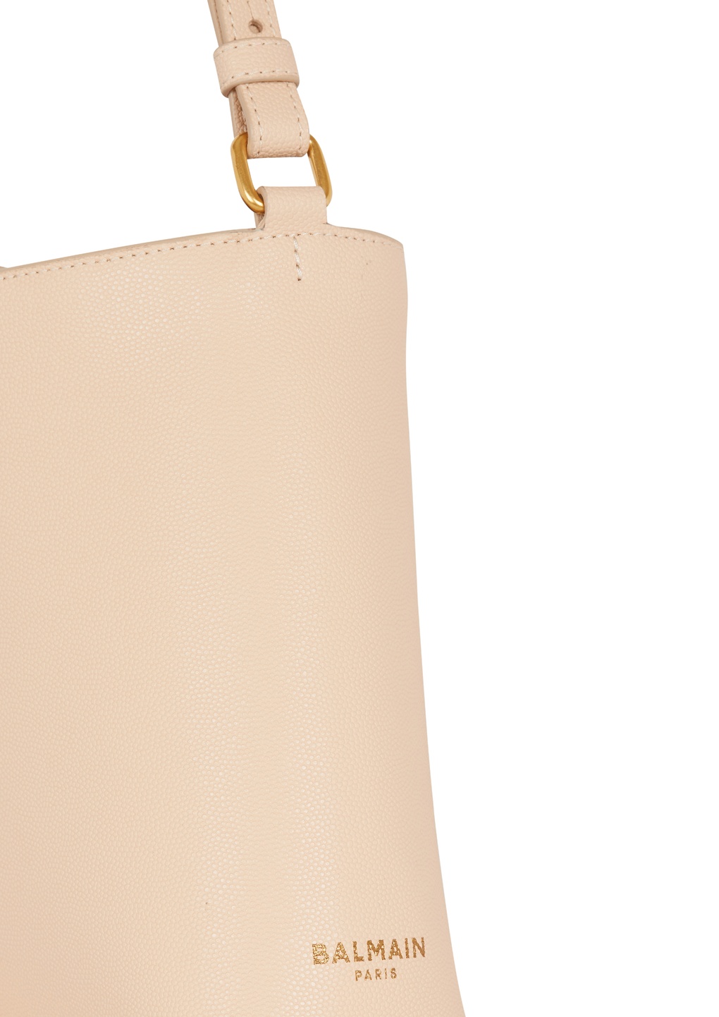 Shop Balmain Emblème Handbag In Grained Leather In Nude