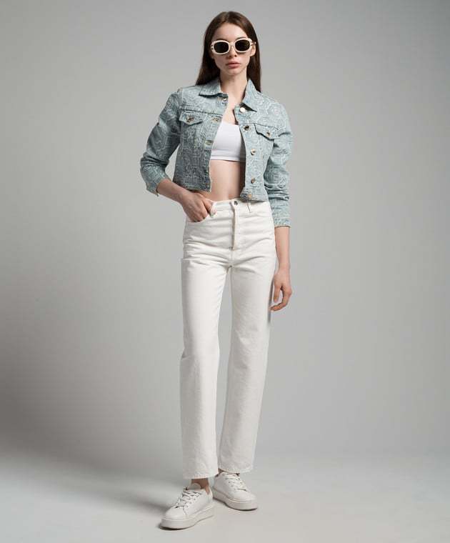 Casablanca Blue Button Denim Jacket In Blue