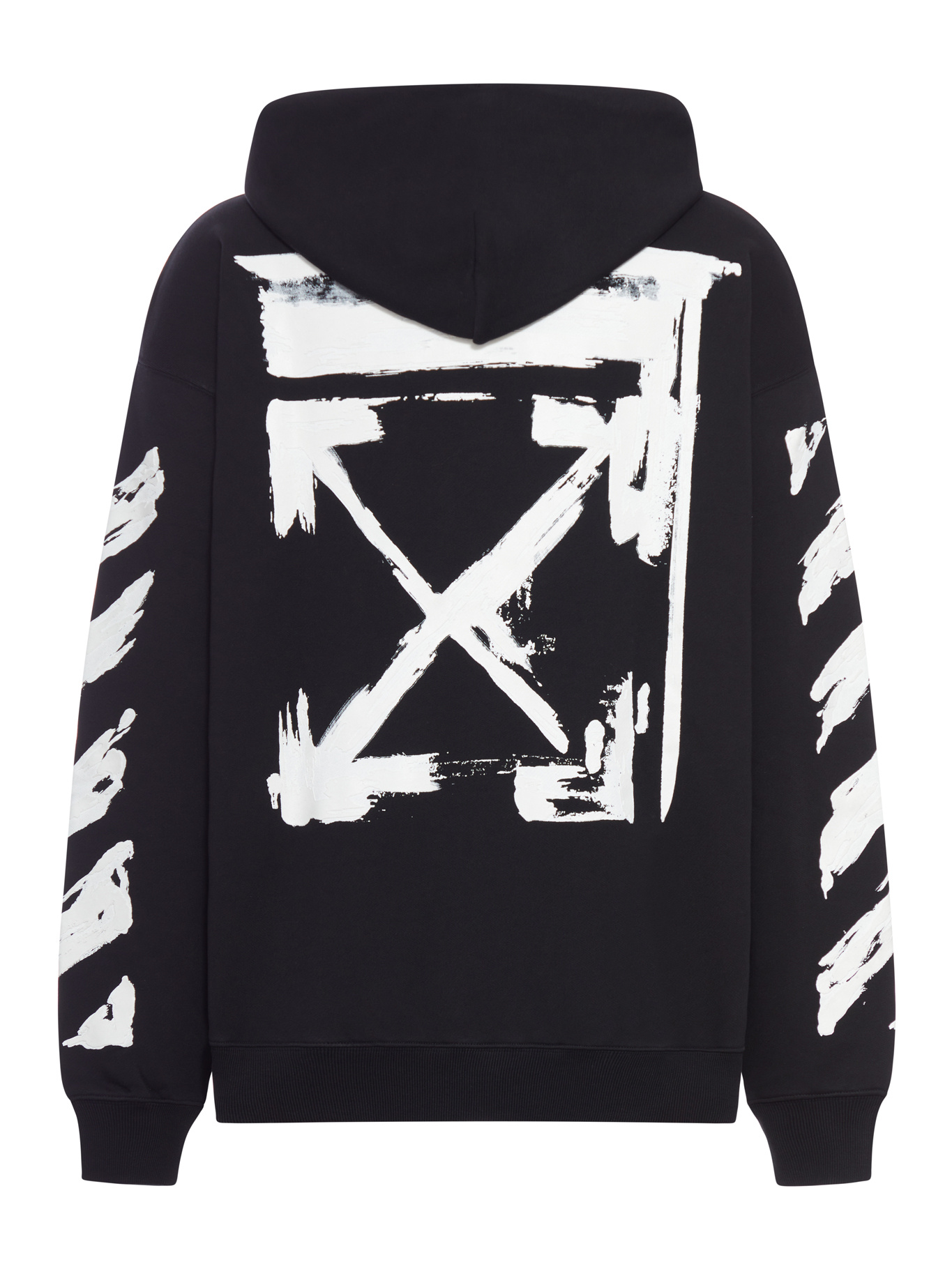 Off-white Brand-embroidery Kangaroo-pocket Relaxed-fit Cotton-jersey Hoody In Black
