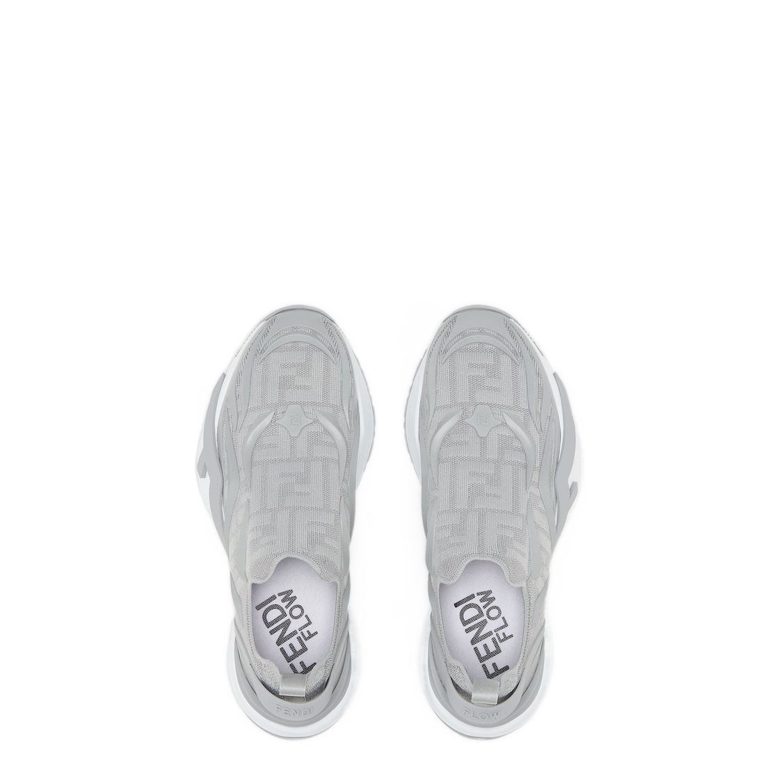 Fendi Flow Embossed Logo Sneakers In Gray