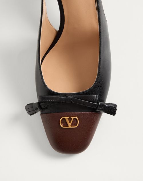 Valentino Valet Du Roi Vlogo Leather Slingback Pumps In Black