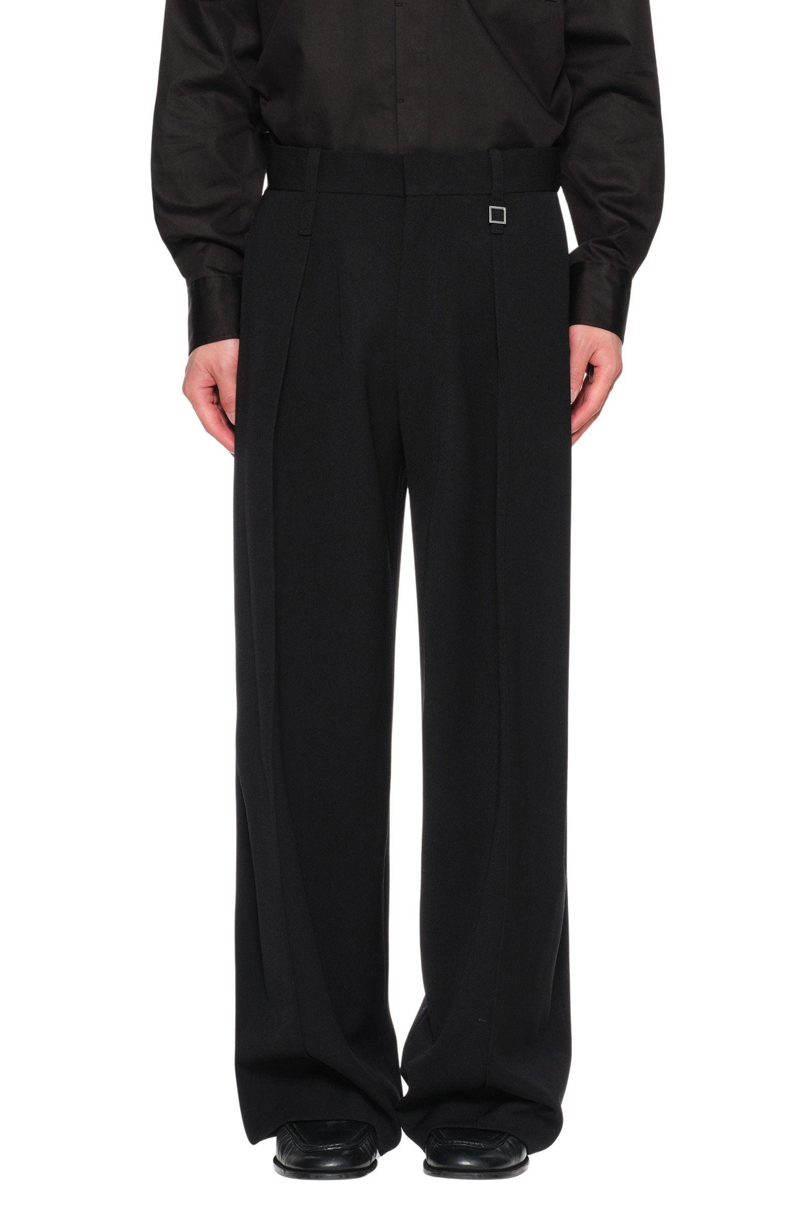 Wooyoungmi Double Pleated Wide Trousers In Black