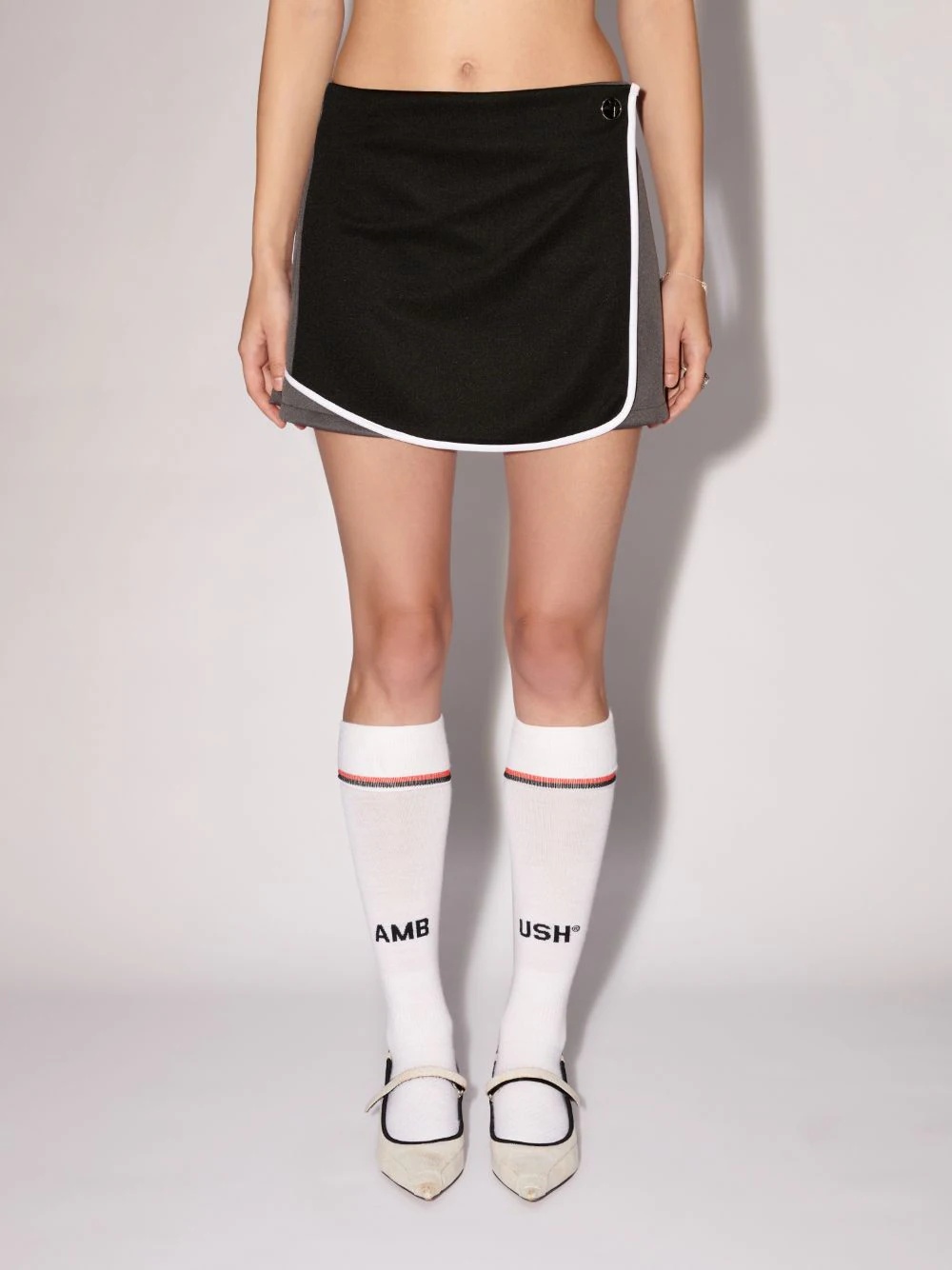 Shop Ambush Layered Pleated Miniskirt In Black