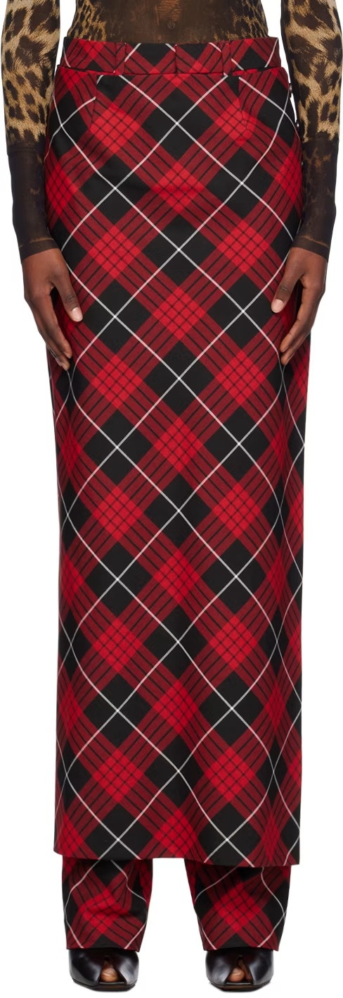 Jean Paul Gaultier Tartan Trousers In Burgundy