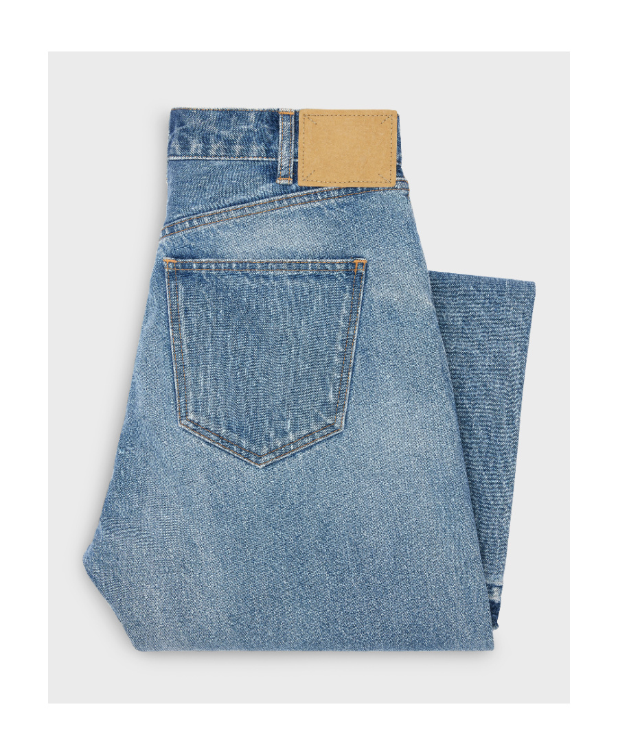 Celine Beard Striped Wide-legged Jeans In Blue