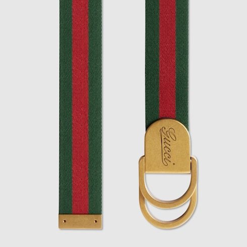 Gucci Web Logo Buckle Belt In Multicolor