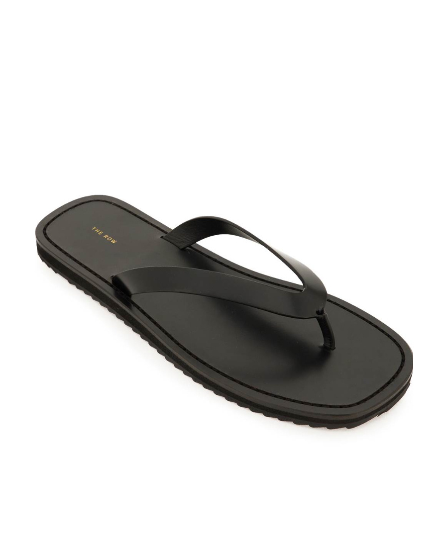 Shop The Row Thong-strap Leather Flip Flops In Black