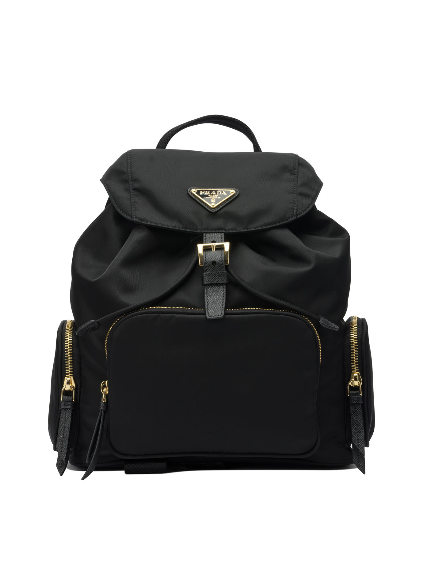 Prada Functional Backpack With Adjustable Straps And Pocket In Black