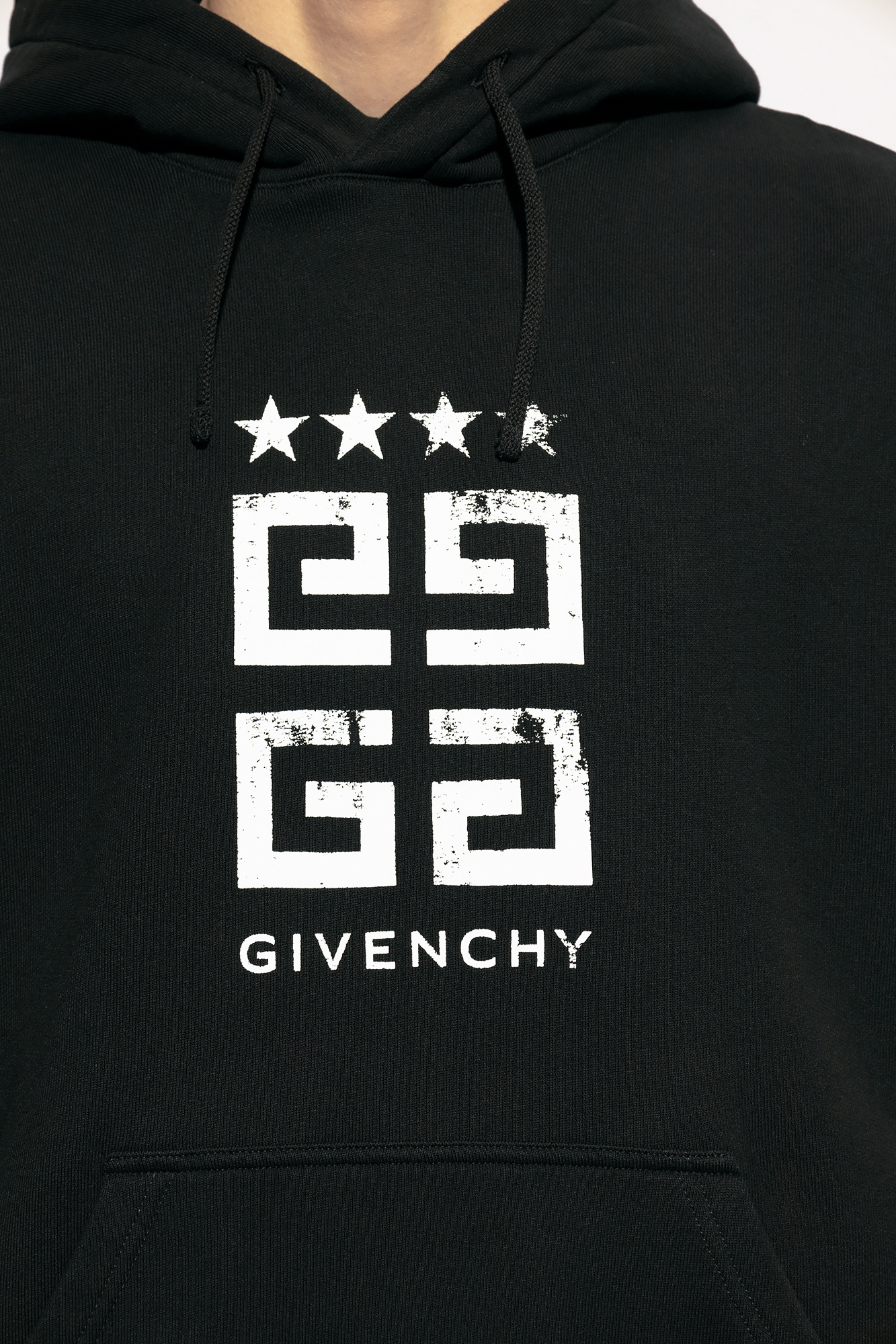 Givenchy Logo Printed Drawstring Hoodie In Black