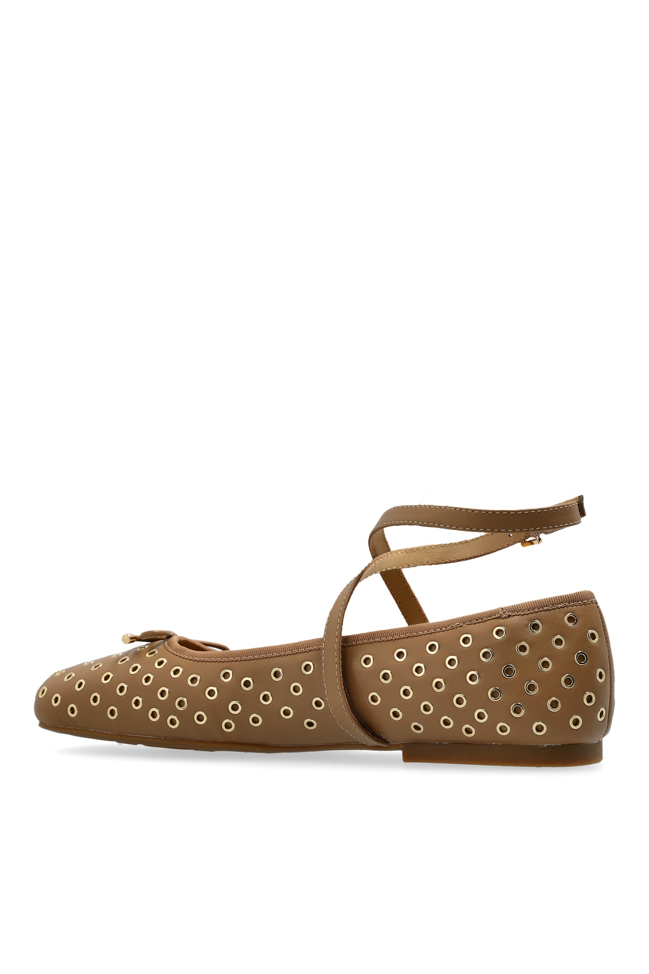 Michael Kors Round Head Ballet Shoes In Brown