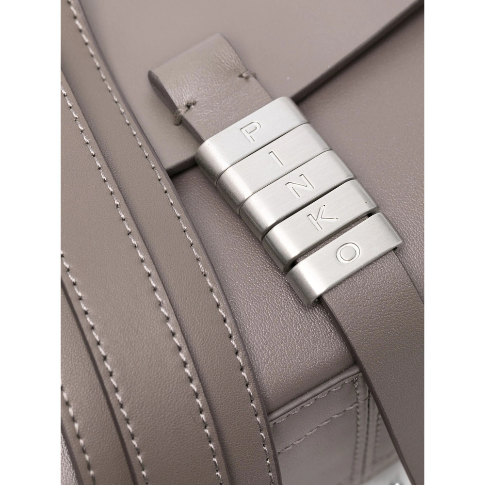 Pinko Leather Cross Body Bag In Gray