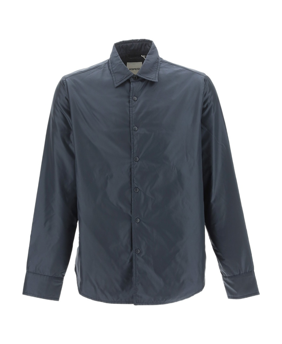 Aspesi Button-up Minimalist Jacket With Classic Collar In Black
