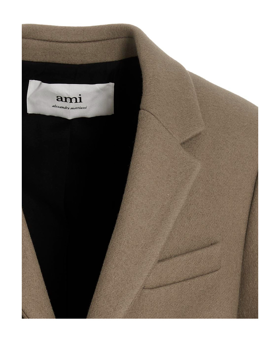 Ami Alexandre Mattiussi Single-breasted Button Coat In Brown