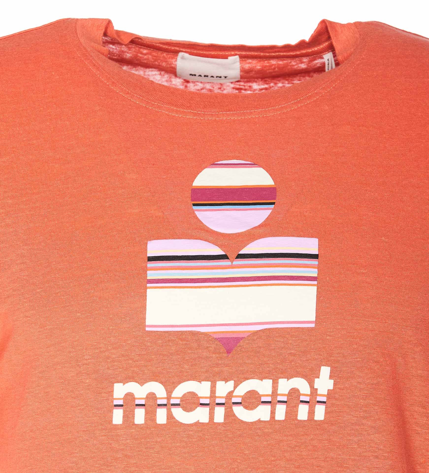 Isabel Marant Crew Neck Graphic Print Short Sleeves In Pink