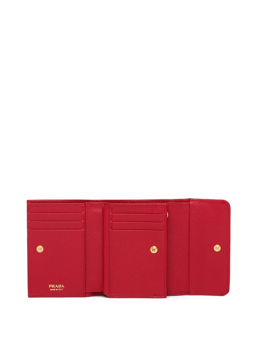 Prada Trifold Leather Wallet In Red