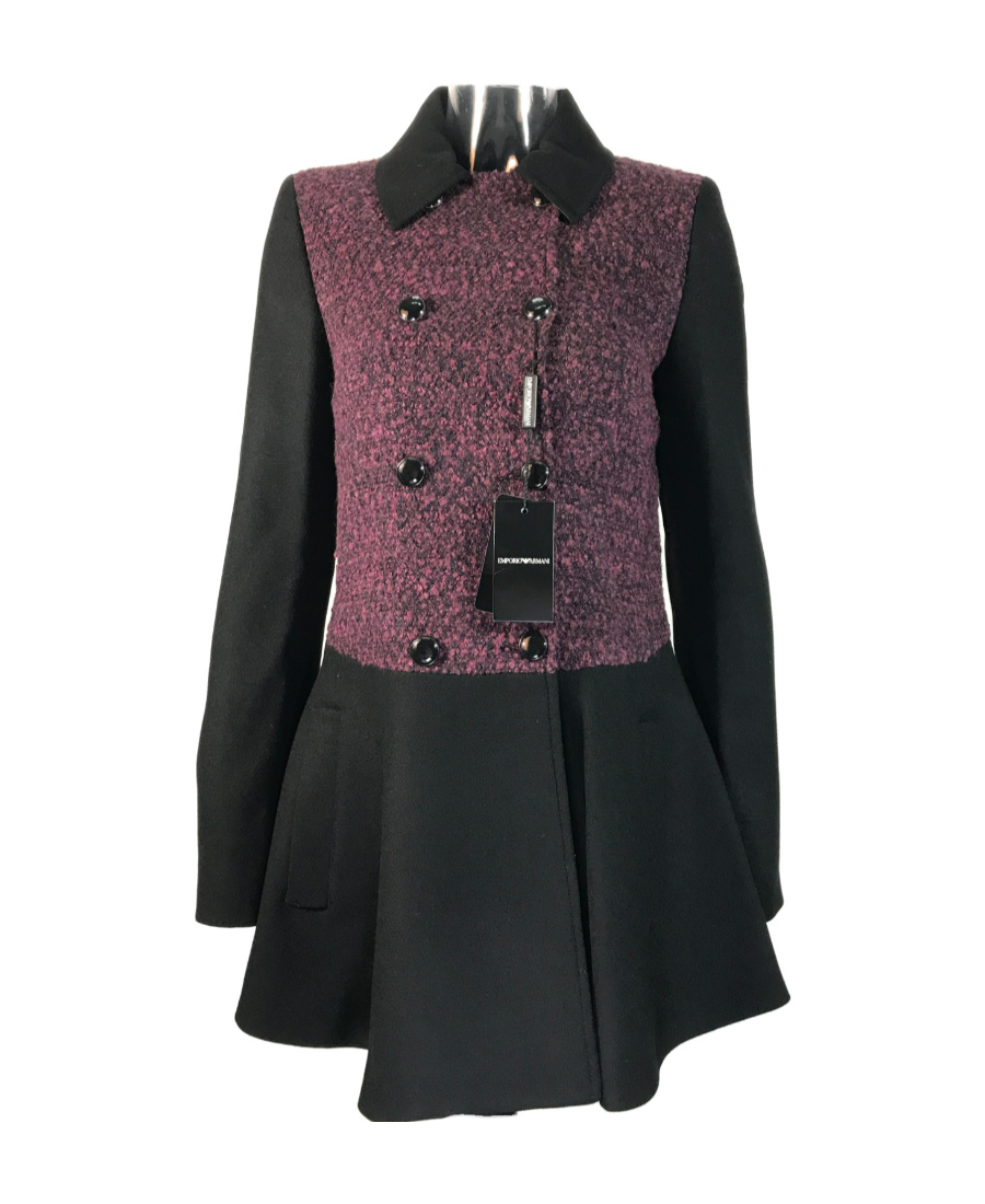 Emporio Armani Long-sleeved Spliced Coat In Black