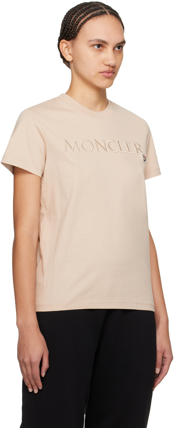 Moncler Logo Embroidered Crewneck T-shirt In Gold