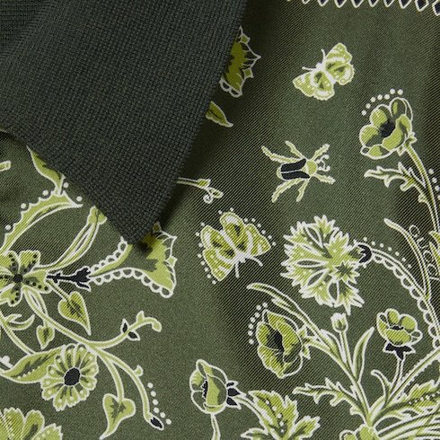 Gucci Printed Silk Cotton Knit Polo Shirt In Green