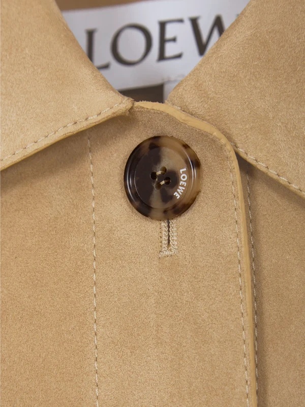 Loewe Long Sleeve Leather Jacket In Brown