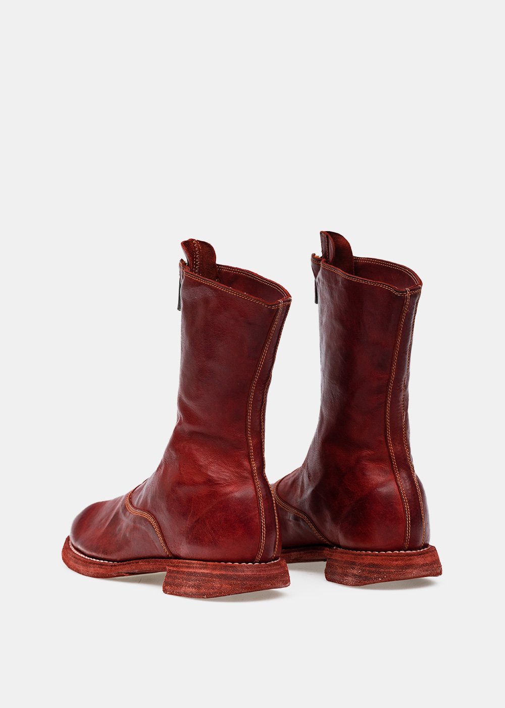Guidi Red 310wz Front Zip Army Boots In Red