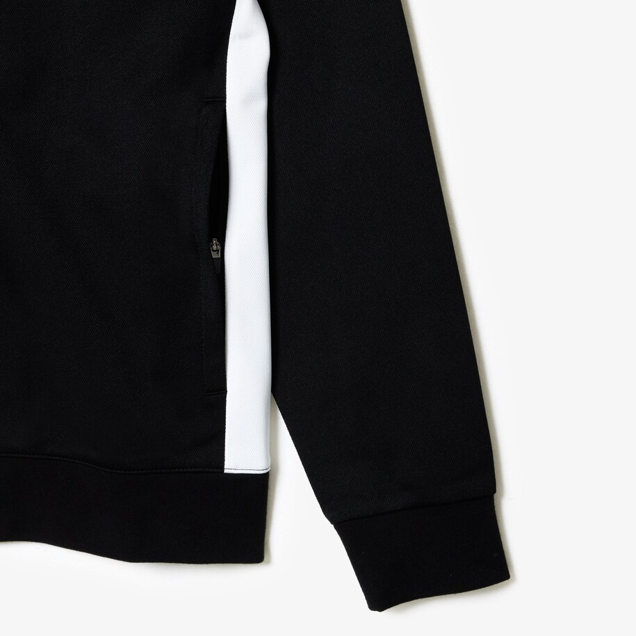 Lacoste Zippered Anti-tear Tennis Jersey In Black