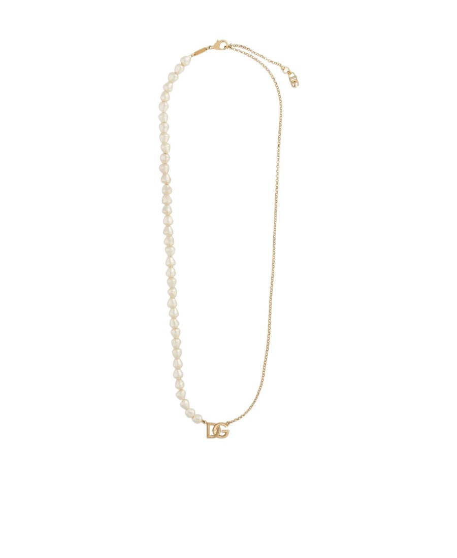 Shop Dolce & Gabbana Logo-plaque Contrast Necklace In Yellow