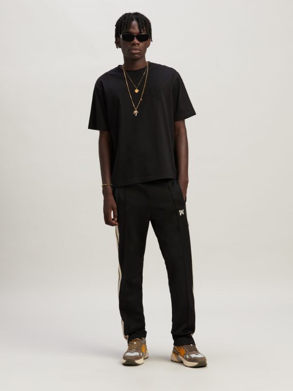 PALM ANGELS PALM ANGELS MONOGRAM EMBROIDERED CREWNECK T-SHIRT