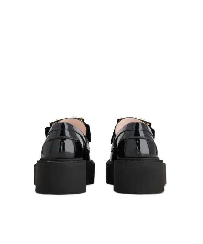 Roger Vivier Viv' Rangers Crystal Embellished Leather Loafers In Black