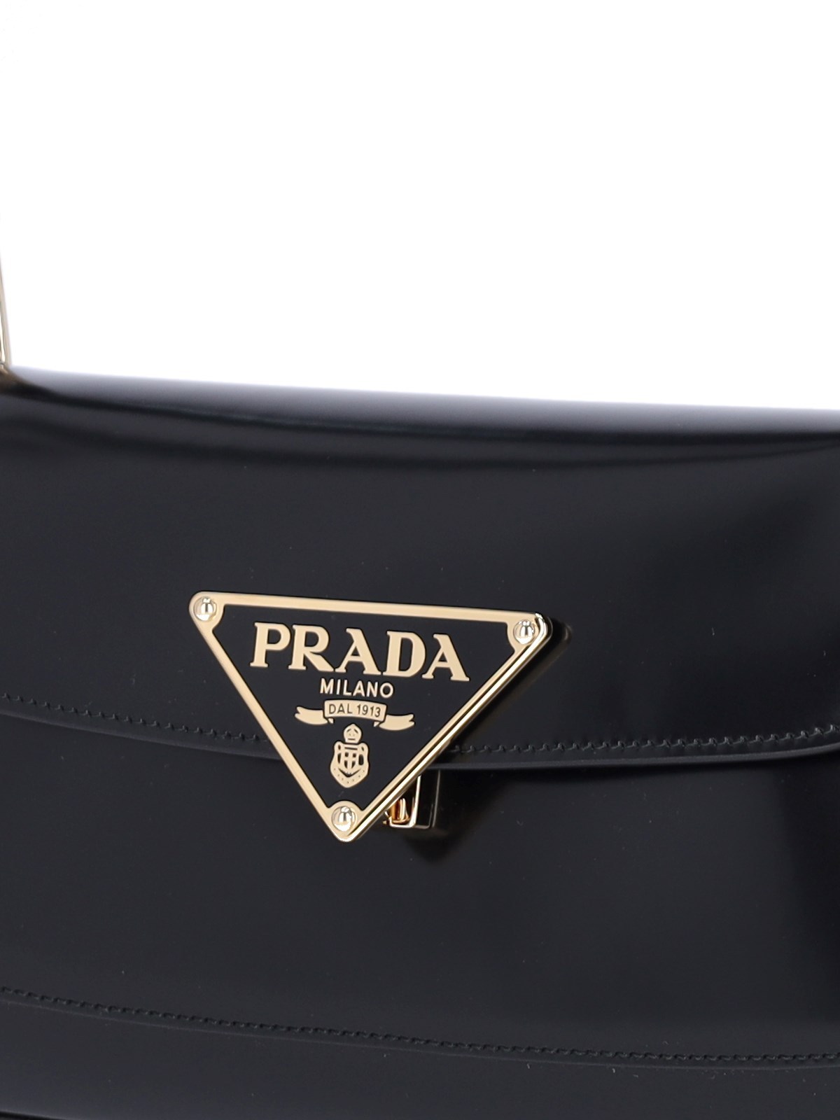 Prada Black Brushed Leather Shoulder Bag In Black