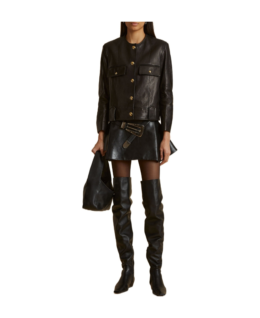 Shop Khaite The Laybin Leather Jacket In Black