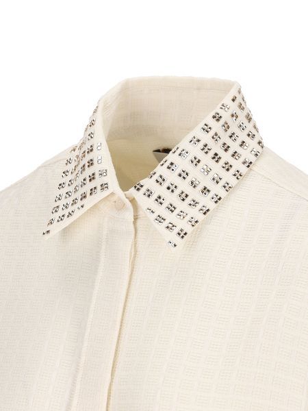 Golden Goose Embellished Collar Long Sleeves Textured Fabric In White