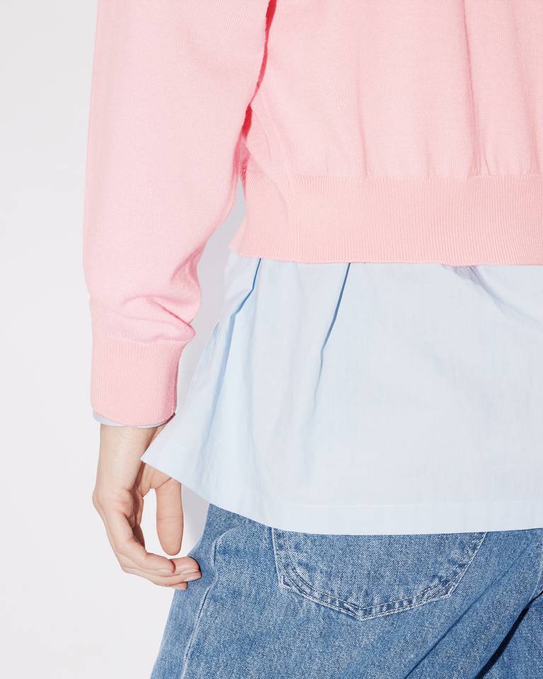 Kenzo Boke Crest Crew Long-sleeved Woolen Cardigan In Pink