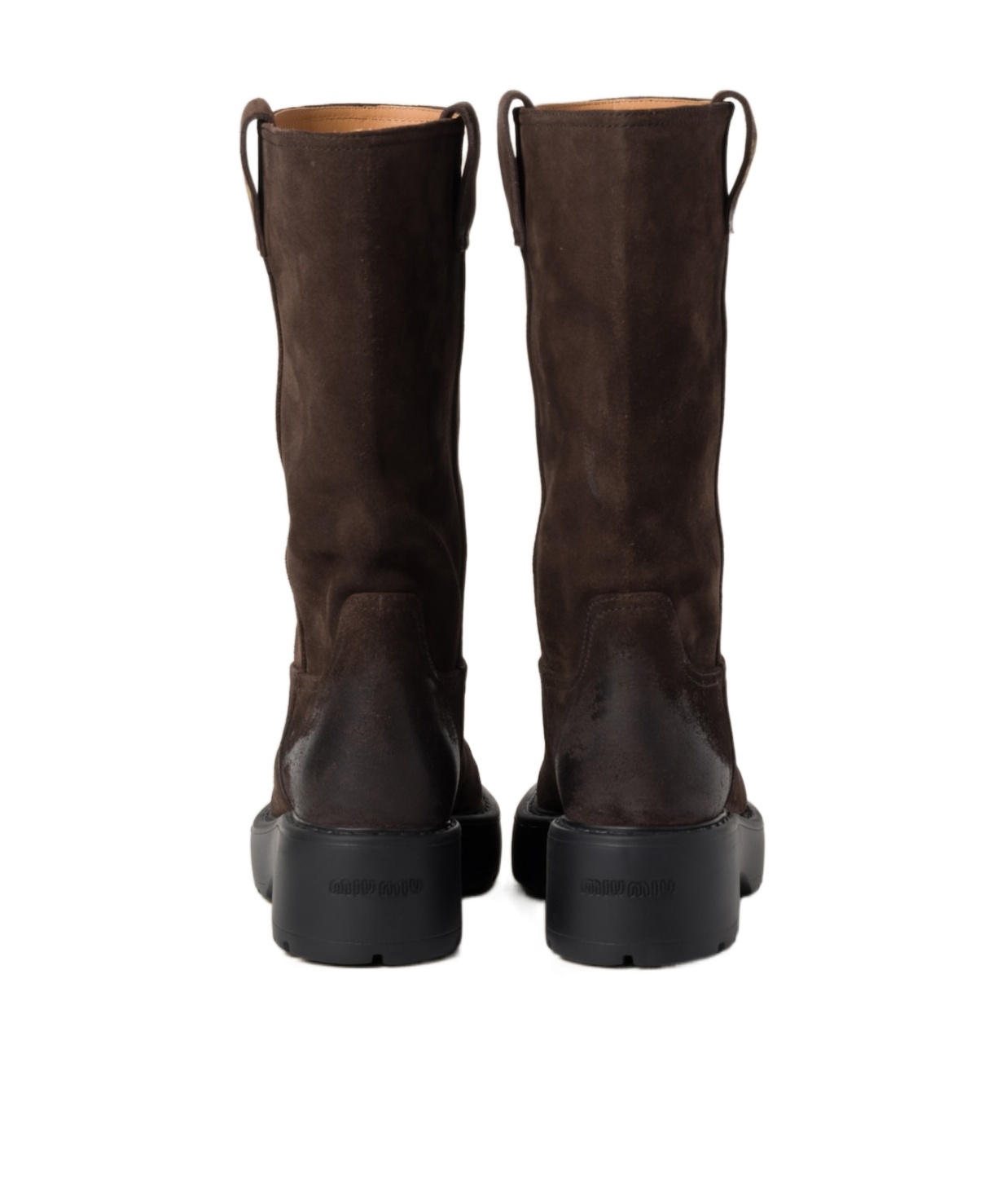 Miu Miu Logo Short Boots In Black