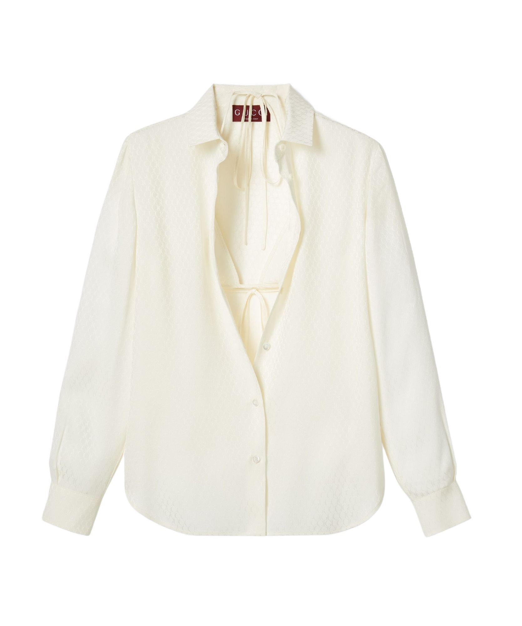 Gucci Silk Jacquard Shirt With Bra In White