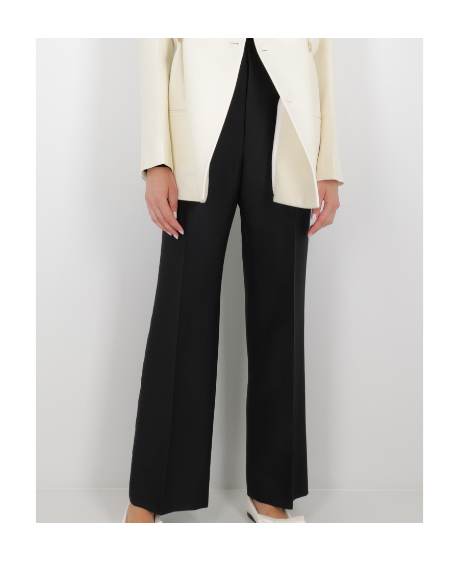 The Row Wool Pleated Detail Casual Pants In Black