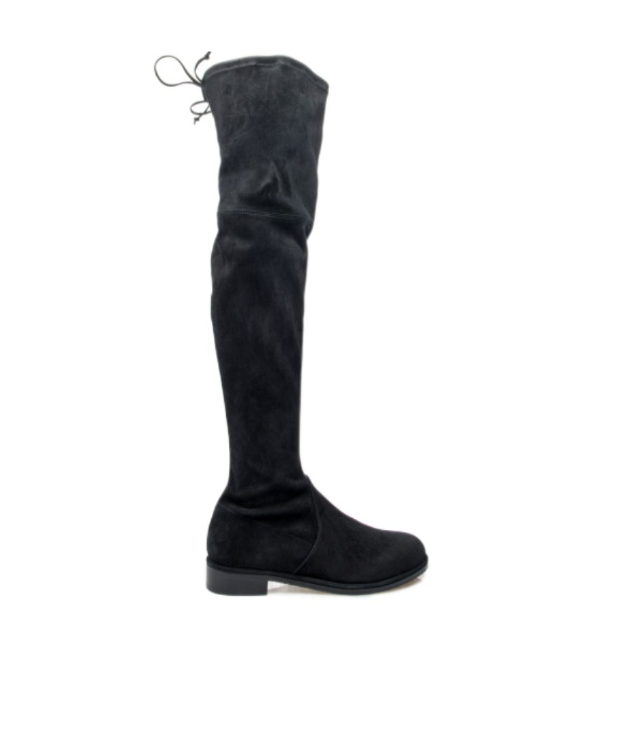 Stuart Weitzman Lowland Lift Suede Thigh-high Boots In Black
