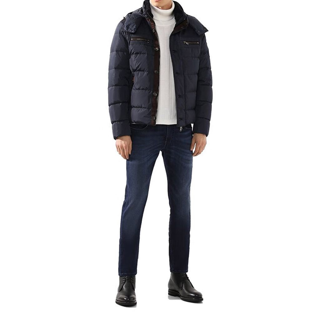 Paul & Shark Long-sleeved Hooded Quilted Down Jacket In Blue