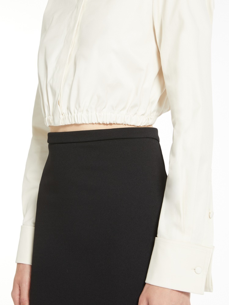 Max Mara Tevere Stretch Twill Shirt In Nude