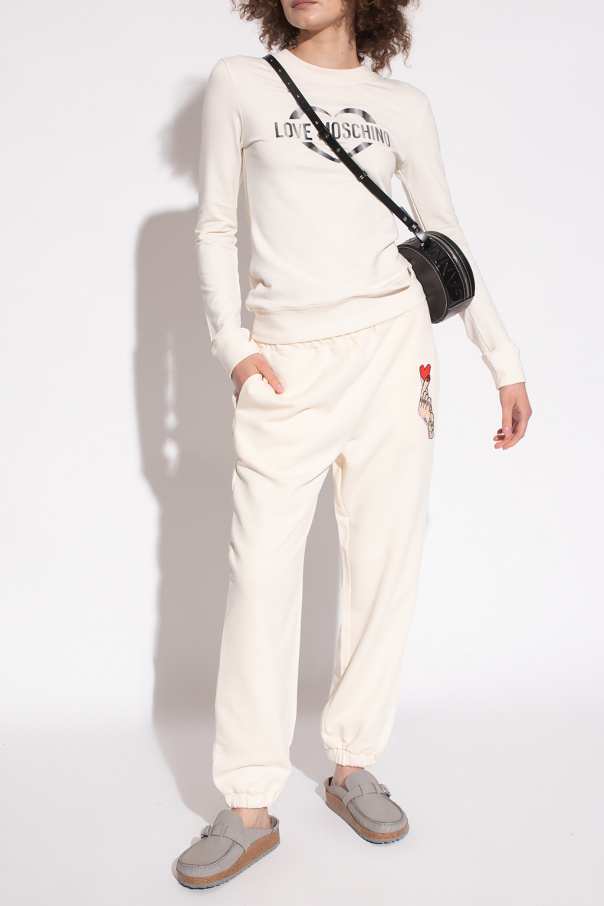 Moschino Logo-print Slim Fit Sweatshirt In White