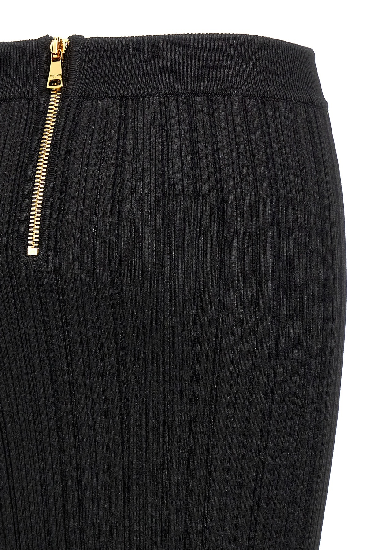 Balmain Pleated Midi Skirt Skirts Black In Black