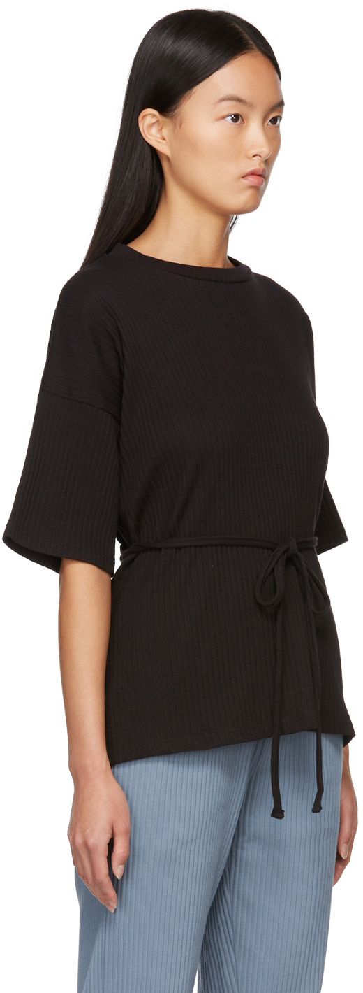 Baserange Shaw Ribbed T-shirt In Black