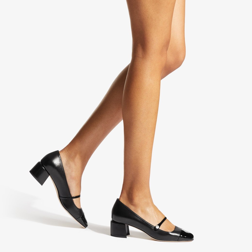 Jimmy Choo 'elisa 45' Black Pumps With Pearl Detail In Black