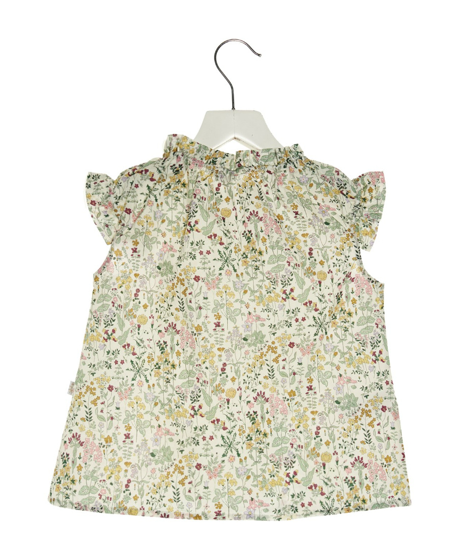 Il Gufo Floral-print Ruffle-detail Blouse In White