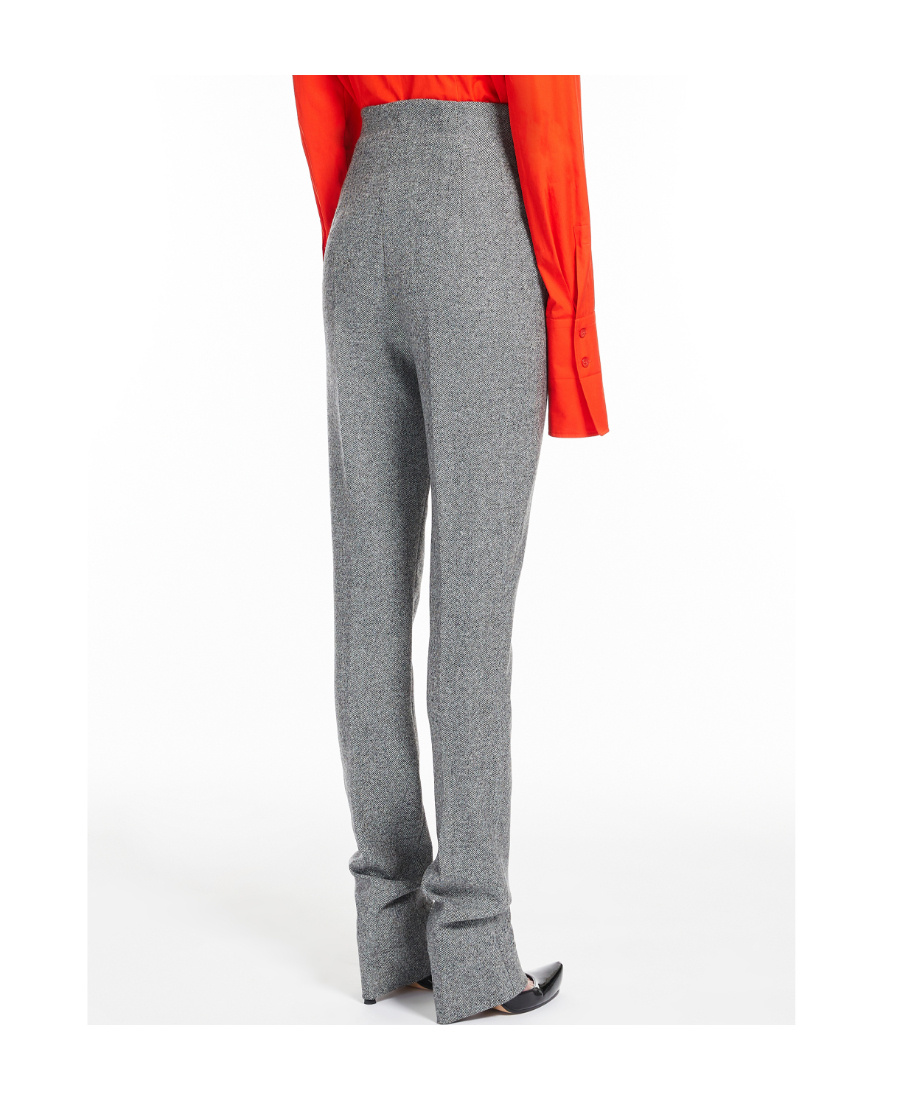 Sportmax Chevron-knit High-waisted Trousers In Gray